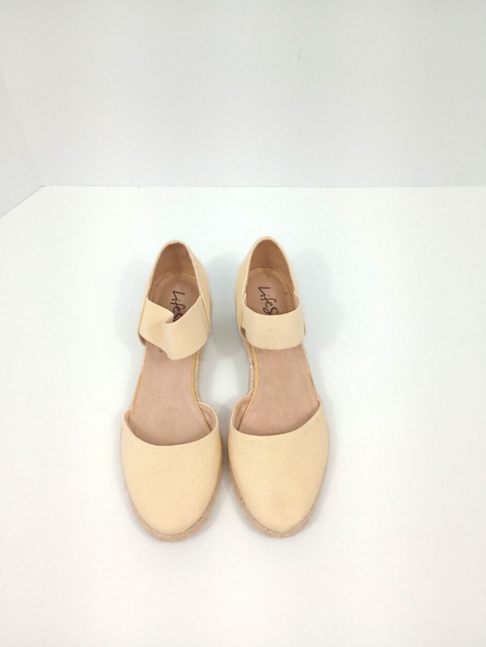 Lifestride Kaylee Flats Size 9w Beige Espadrille Comfort Slip On Shoes